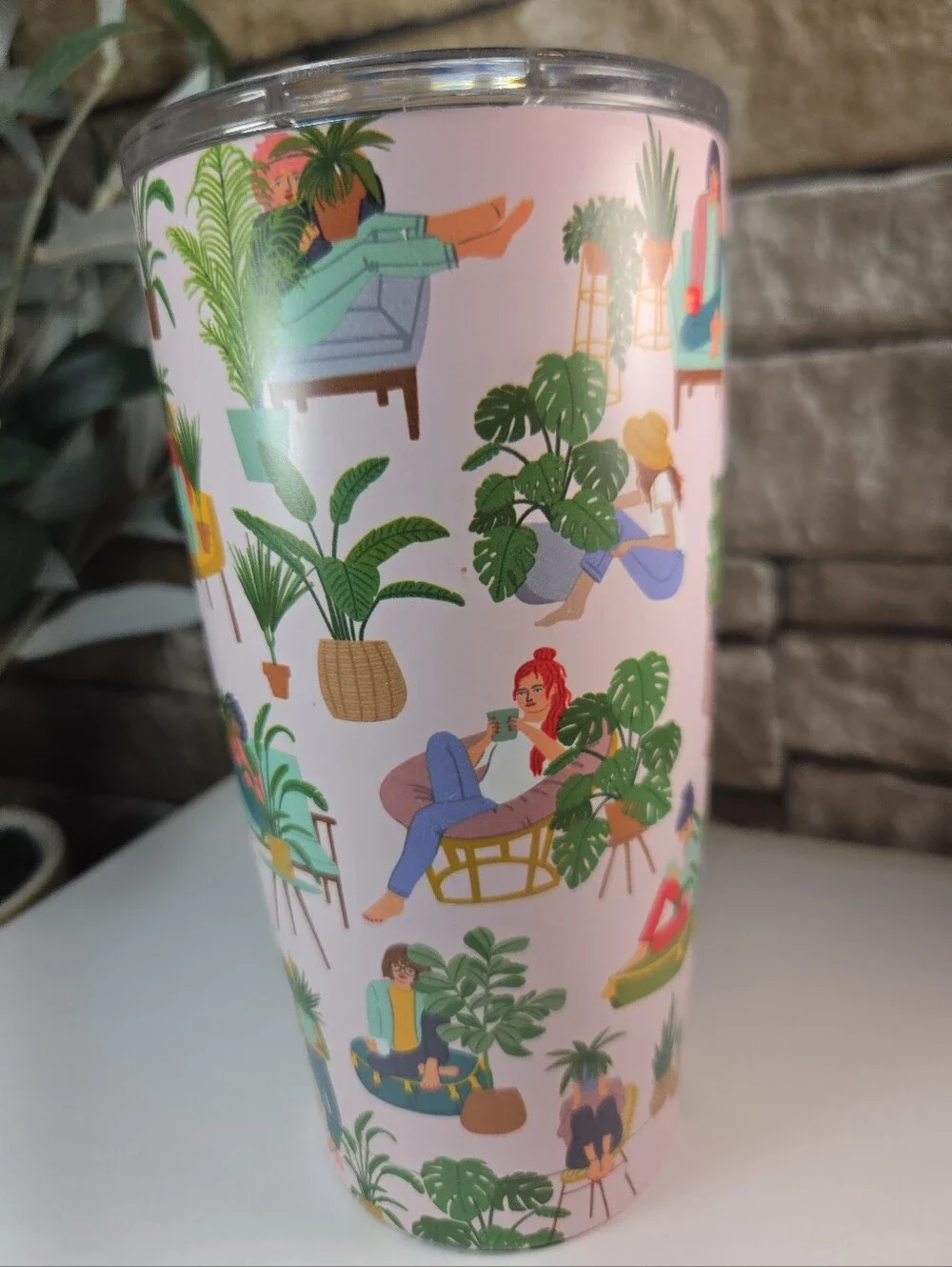 CRAZY PLANT LADY-Double Walled Stainless Women & Houseplants Tumbler Travel Lid